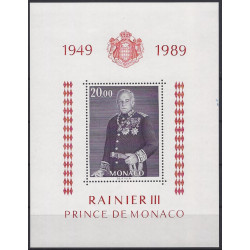 Monaco bloc-feuillet de timbre N°45 Rainier III neuf**.