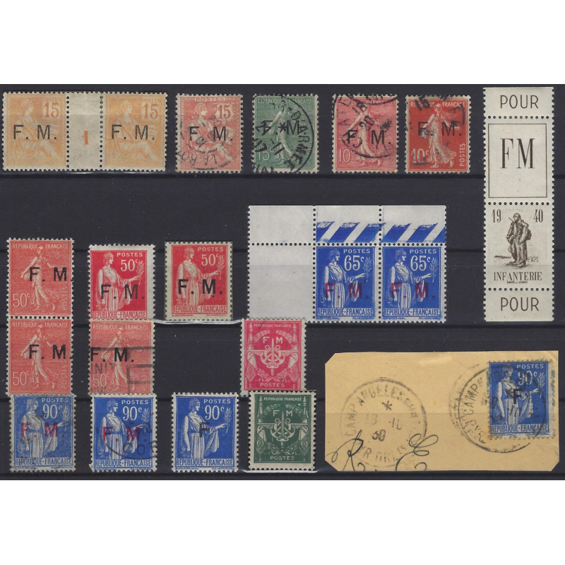 Franchise militaire sélection de timbres neufs et oblitérés.