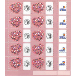 Série de feuillets de 10 timbres Cœur Cacharel Cérès-T.P.P. - F3747A.