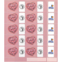 Série de feuillets de 10 timbres Cœur Cacharel Cérès -T.P.P. N°F3747A neufs**.