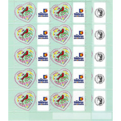 Série de feuillets de 10 timbres Cœur Cacharel Cérès-T.P.P. - F3748A.
