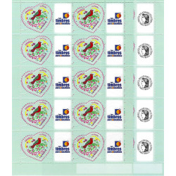 Série de feuillets de 10 timbres Cœur Cacharel Cérès-T.P.P. N°F3748A neufs**.
