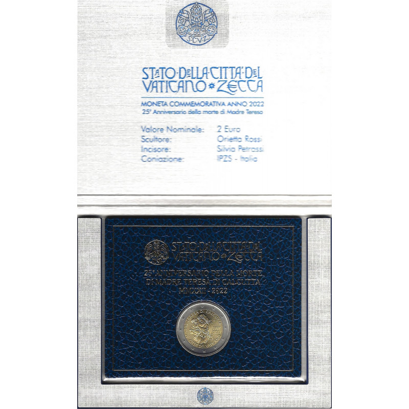 2 euros commémorative Vatican 2022 - Mère Teresa en coffret BU.