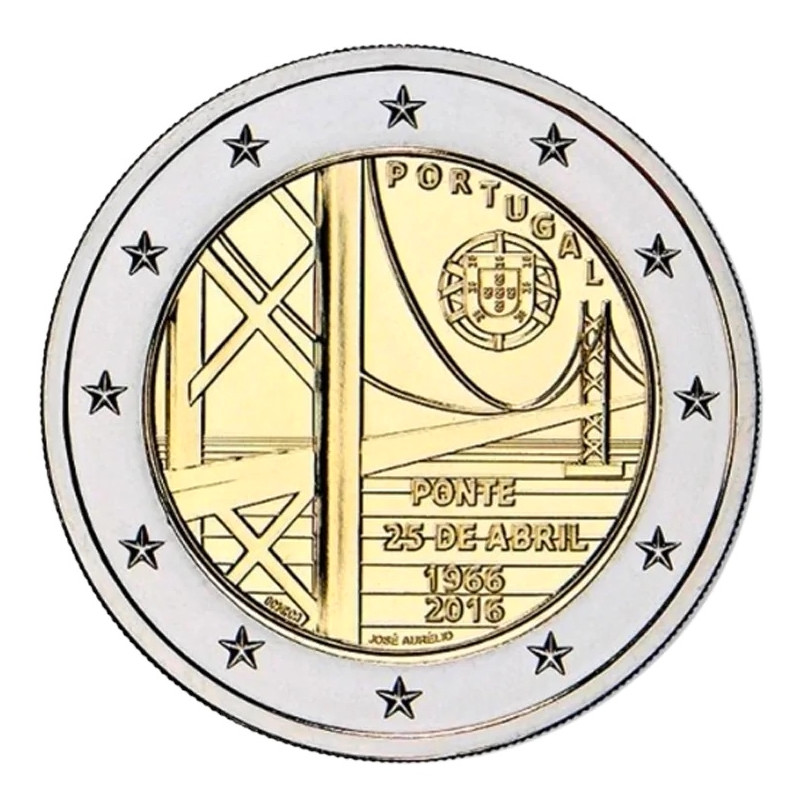 2 euros commémorative Portugal 2016 - Pont suspendu.