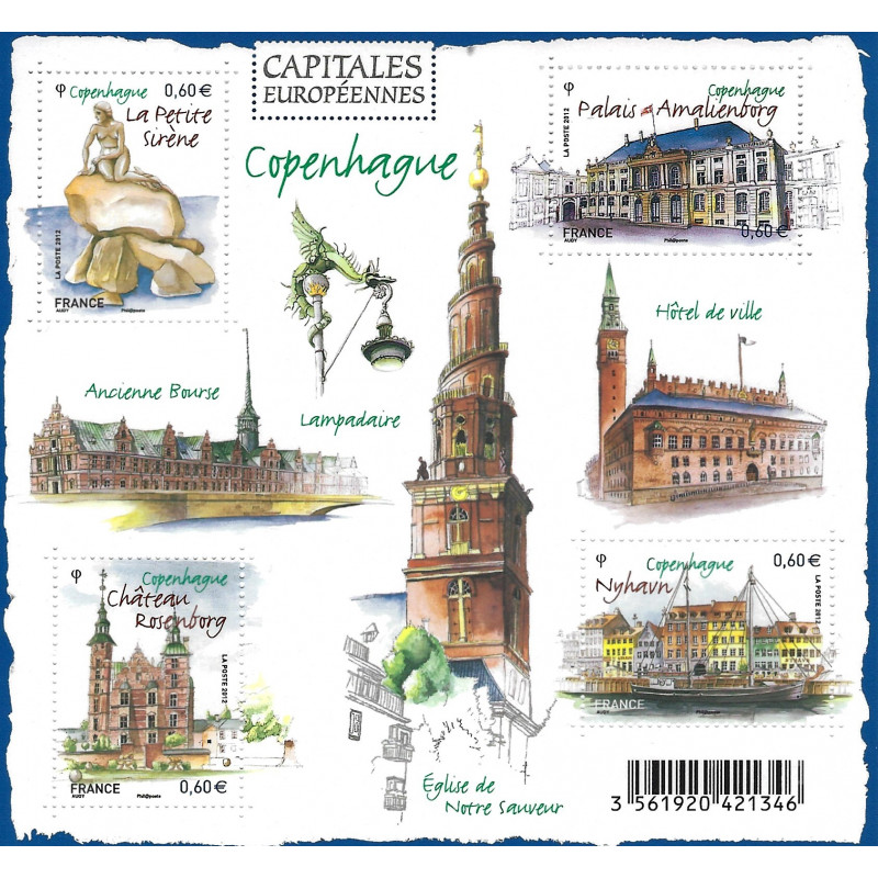 Feuillet de 4 timbres Copenhague F4637 neuf**.