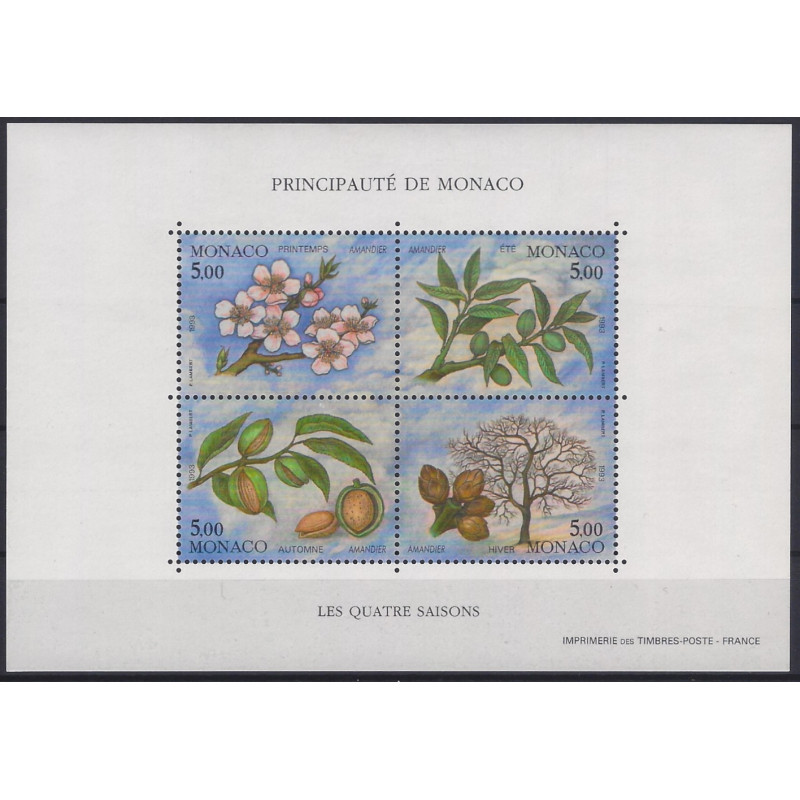 Monaco bloc-feuillet de timbres N°60 Les quatre saisons neuf**.