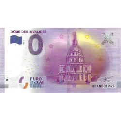 Billet touristique 0 Euro Souvenir – Dôme des Invalides – Paris – 2016.