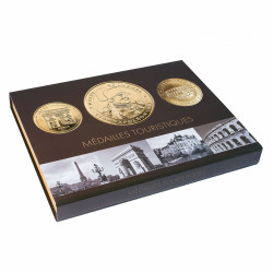 Coffret illustré pour 80 médailles souvenir ou jetons touristiques.