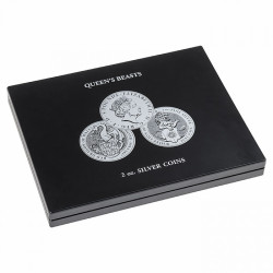 Coffret noir pour 11 monnaies argent Queen's Beasts.