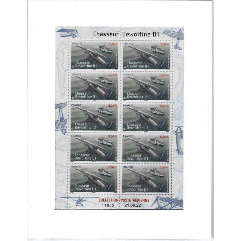 Feuillet 10 timbres Poste aérienne le chasseur Dewoitine D1 N°F92a neuf**.