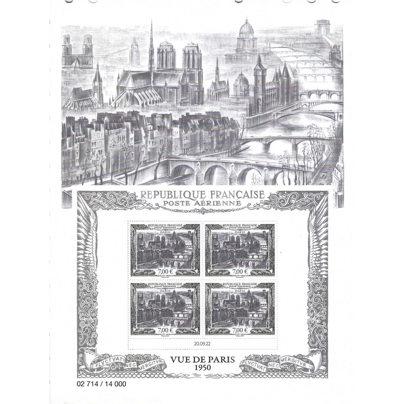 Affiche Salon Vue de Paris - Bloc de 4 timbres.