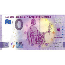 Billet touristique 0 Euro Souvenir – 75e Salon Philatélique d'Automne – Type Paix de Laurens – La Poste – 2022.