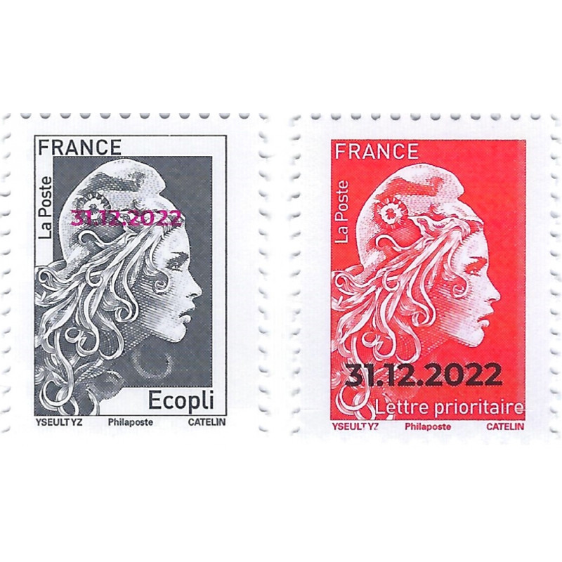 Timbres France 2018 Bloc de 4 Marianne Lettre Verte surchargés 2013-2018  Neuf ** Oblitéré chez philarama37