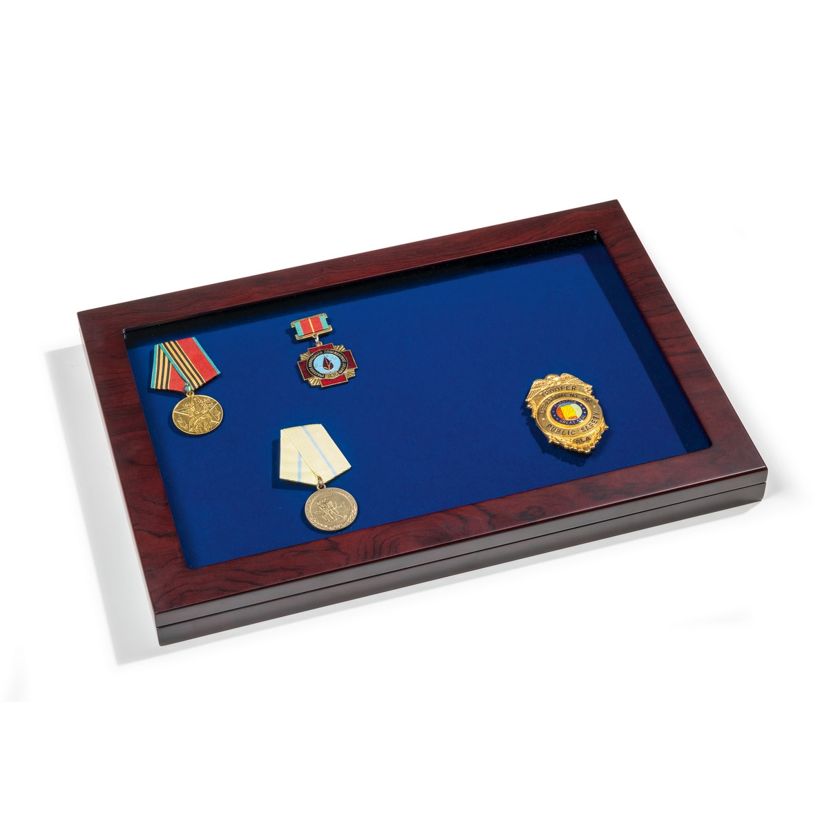 Vitrine de collectionneur pour médailles, médailles, cadre en bois massif,  pour médailles, décorations, épingles, badges (couleur bois) : :  Maison