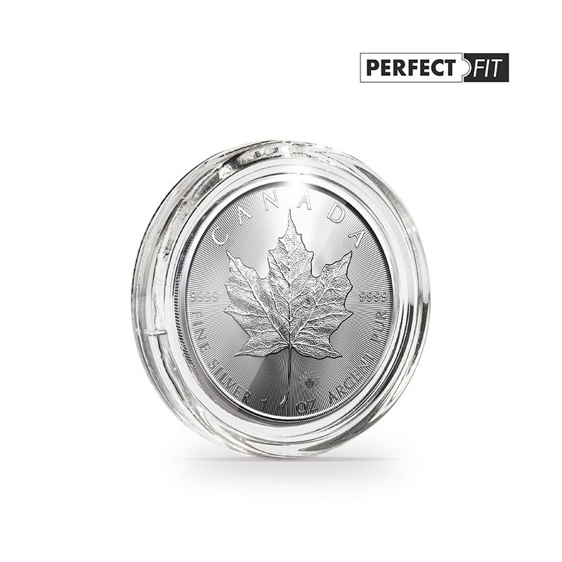 Capsules rondes ULTRA PERFECT FIT pour pièces de 1 oz Maple Leaf argent.