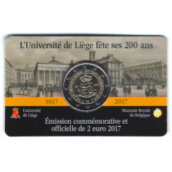 2 euros commémorative Belgique 2017 coincard - Université de Liège.