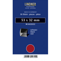 Pochettes noires double soudure 53 x 32 mm pour timbres type Historique.