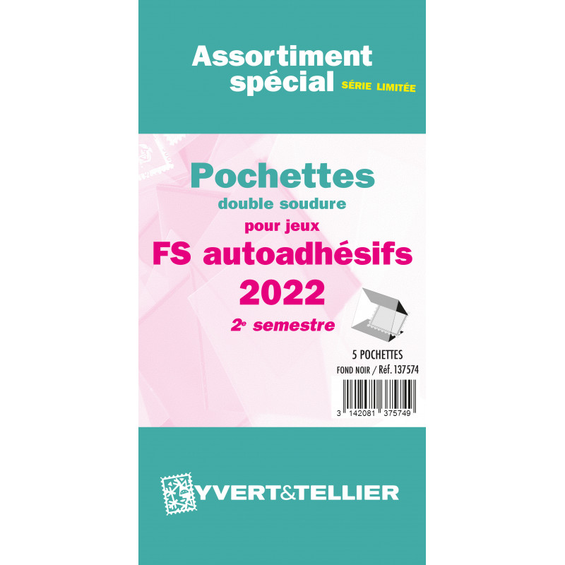 Assortiment de pochettes pour jeux timbres autoadhésifs FO/FS 2022 deuxième semestre.