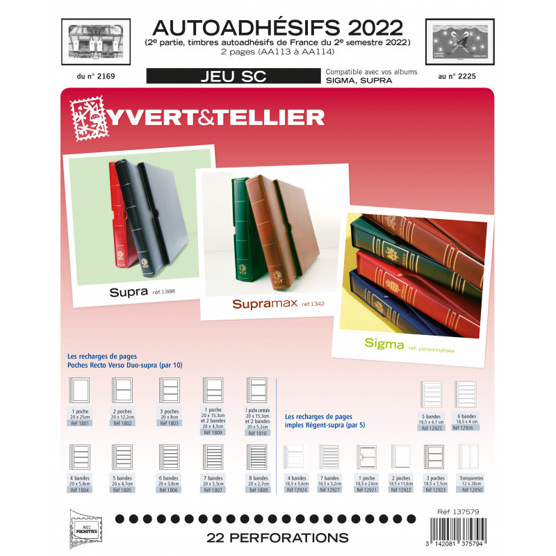 Jeux SC France timbres autoadhésifs 2022 deuxième semestre.