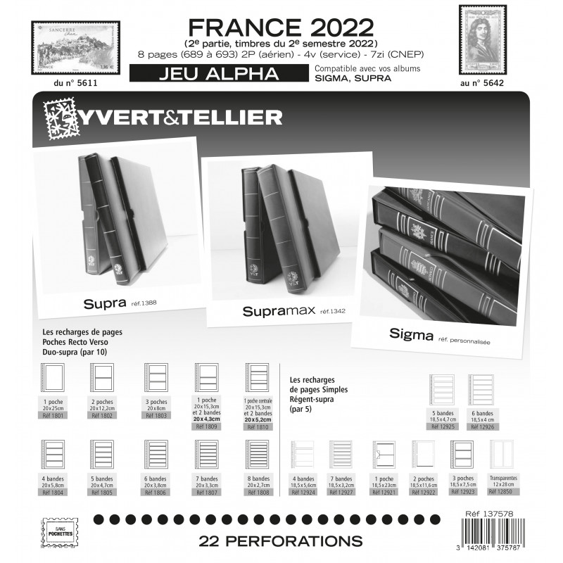 Jeux ALPHA France 2022 deuxième semestre sans pochettes de protection.