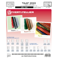 Jeux SC timbres des T.A.A.F. 2022 avec pochettes de protection.
