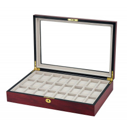 Coffret en bois façon acajou pour 24 montres de collection.