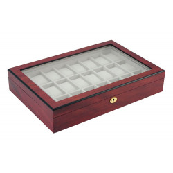 Coffret en bois façon acajou pour 24 montres de collection.