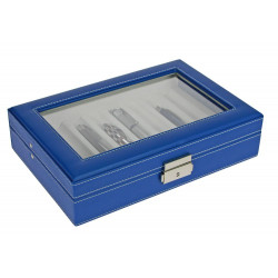 Coffret-vitrine bleu pour 8 stylos de collection.