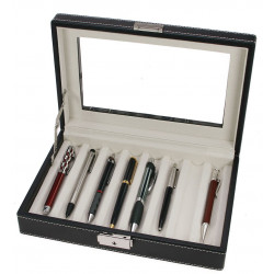 Coffret-vitrine noir pour 8 stylos de collection.