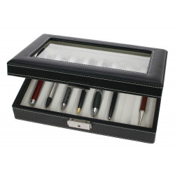 Coffret-vitrine noir pour 8 stylos de collection.