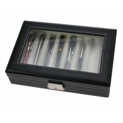 Coffret-vitrine noir pour 8 stylos de collection.