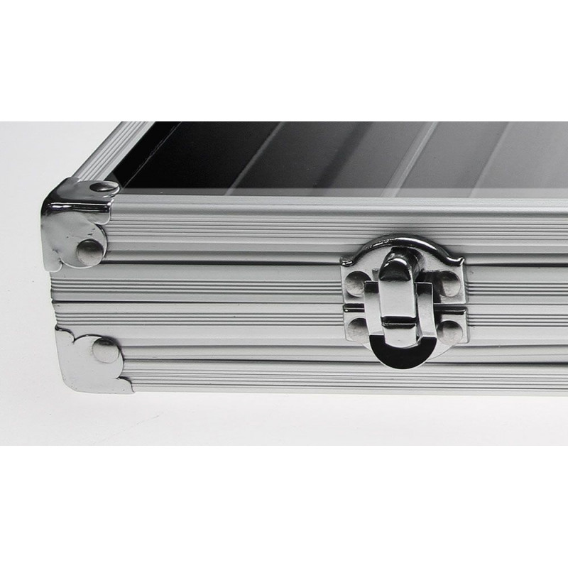 SAFE 5881 Malette Aluminium Vitrine 24 Compartiments - 395x300x65 Mm - Pour Figurines, Minéraux, Voitures Miniature - Sécurisé Et Empilable