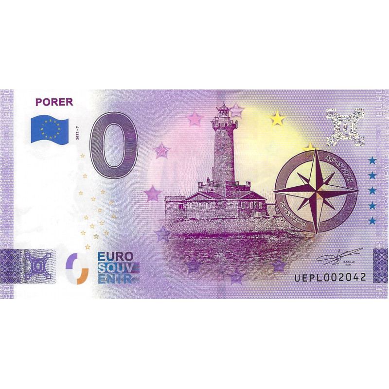 Billet Euro Souvenir 0 € – Phare de Porer – Croatie – 2022.