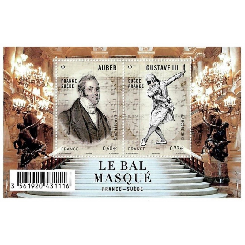 Feuillet de 2 timbres Opéra Le bal masqué N°F4706 neuf**.