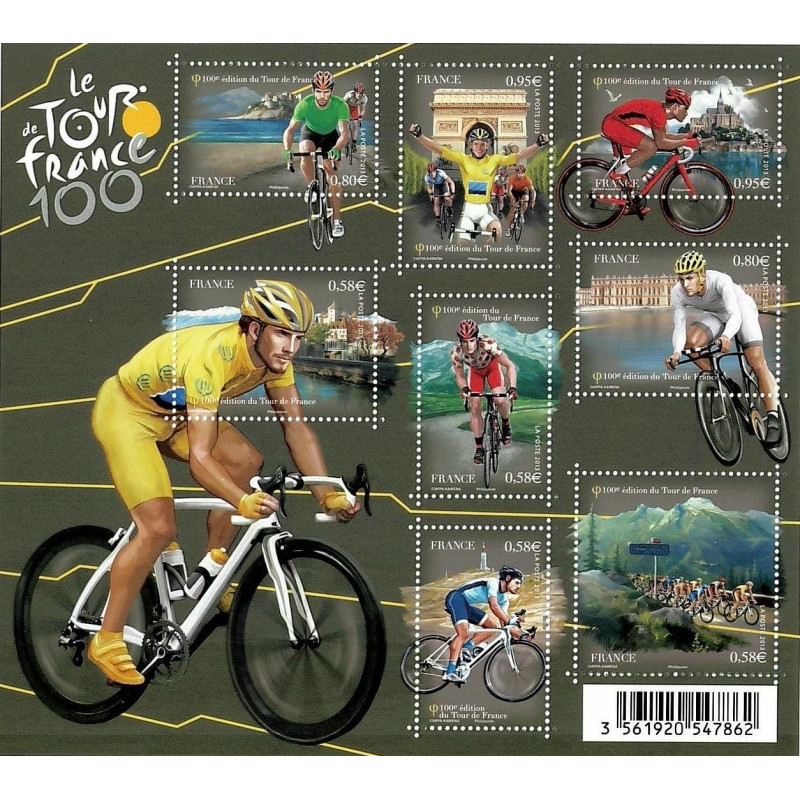 Feuillet de 8 timbres Tour de France N°F4755 neuf**.