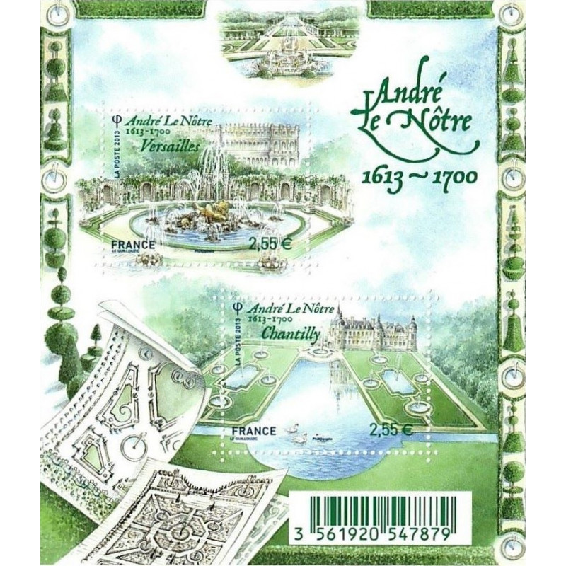 Feuillet de 2 timbres André Le Nôtre N°F4751 neuf**.