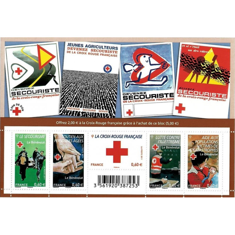 Feuillet de 5 timbres Croix-Rouge F4621 neuf**.