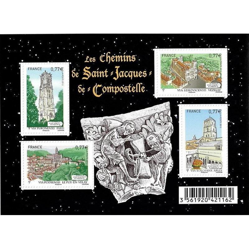 Feuillet de 4 timbres Saint Jacques de Compostelle F4641 neuf**.