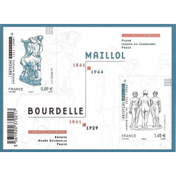 Feuillet de 2 timbres Bourdelles Maillol N°F4626 neuf**.