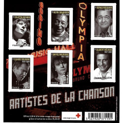 Feuillet de 6 timbres Artistes de la chanson N°F4605 neuf**.
