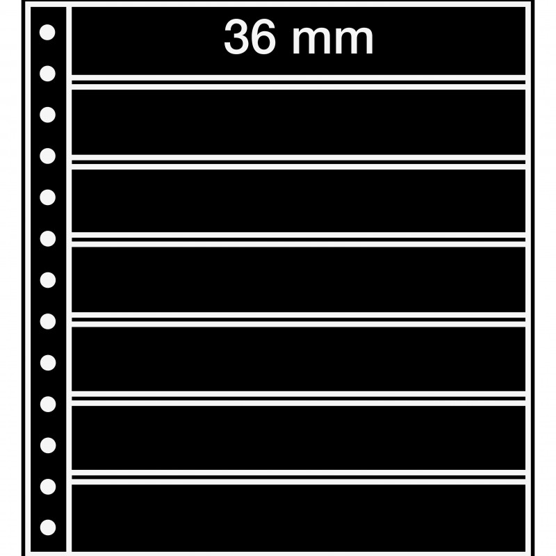 Feuille R Leuchturm à 7 bandes noires pour reliures à anneaux.