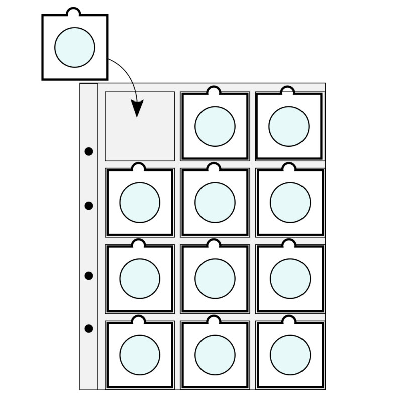 Recharges Caravelle 12 cases pour étuis carton monnaies.