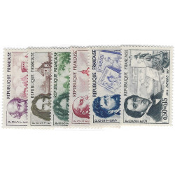 Célébrités 1960, timbres de France N°1257-1262 série neuf**.