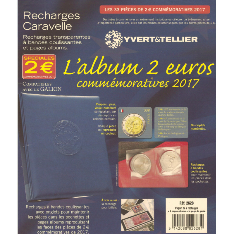 Recharges Caravelle pour 2 euros commémoratives 2017.