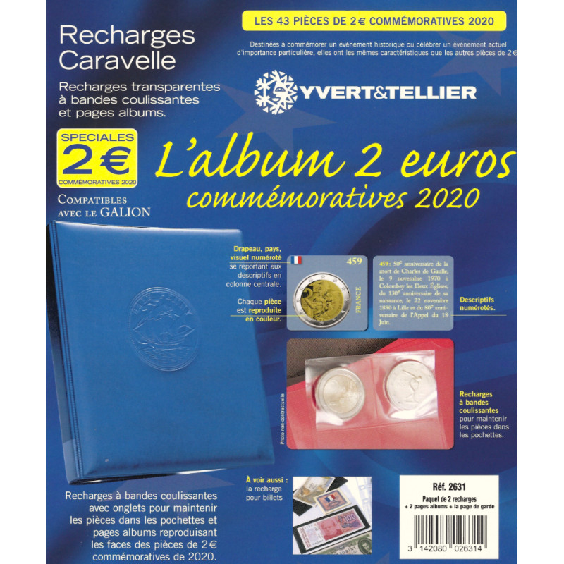 Recharges Caravelle pour 2 euros commémoratives 2020.