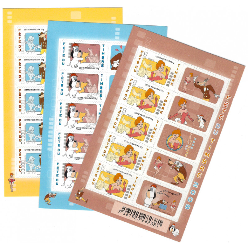 Feuillets de timbres Tex Avery autoadhésifs F160A - F162A.