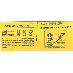 Carnet de 10 timbres Marianne de Briat N° 2720-C1, Albertville 92.