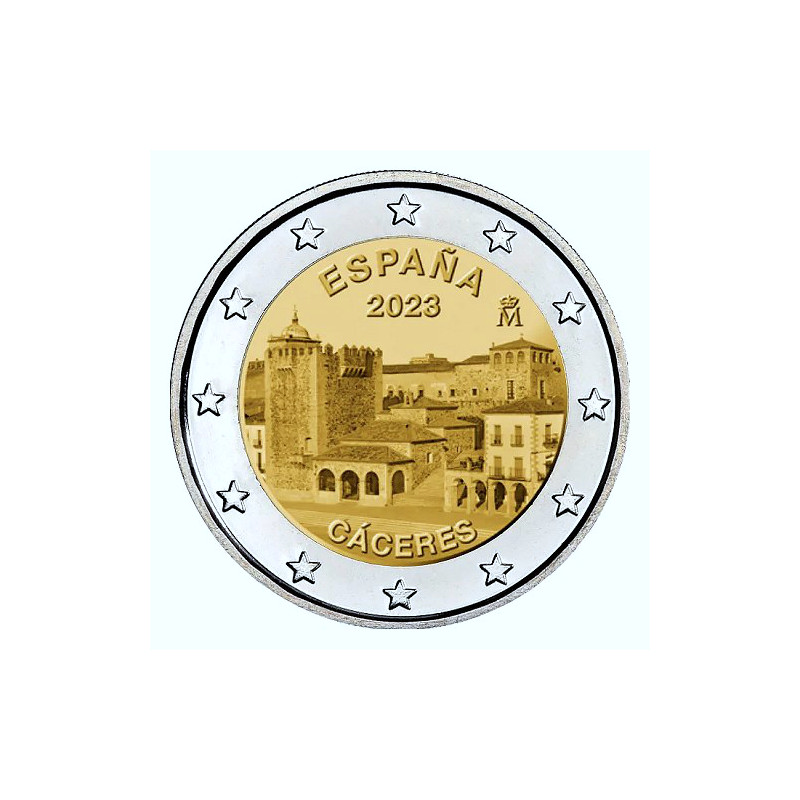 2 euros commémorative Espagne 2023 - Vieille ville de Caceres.