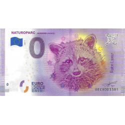 Billet Euro Souvenir 0 € – Naturoparc – Hunawihr – Raton laveur – 2020.
