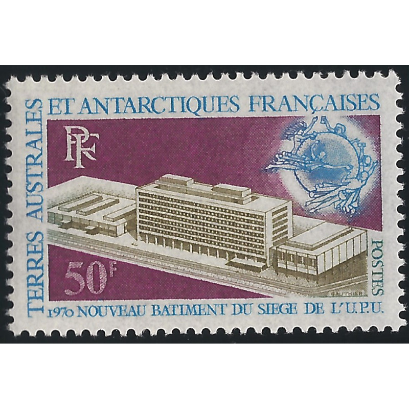 Nouveau bâtiment de l'U.P.U. timbre T.A.A.F. N°33 neuf**.